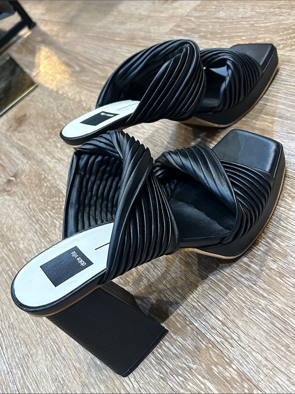 Dolce Vita Black Braided Block Heel Mules - Picture 5 of 6